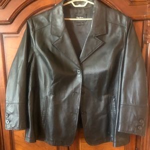 Maggie Barnes leather coat 3x